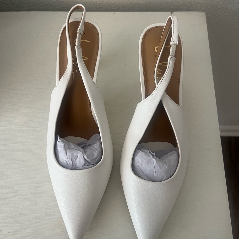 Elegant White Kitten Slingback Heel